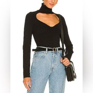 NANUSHKA Fah Cut-Out Turtleneck Top in Black Size Medium (NWOT) Retail $495